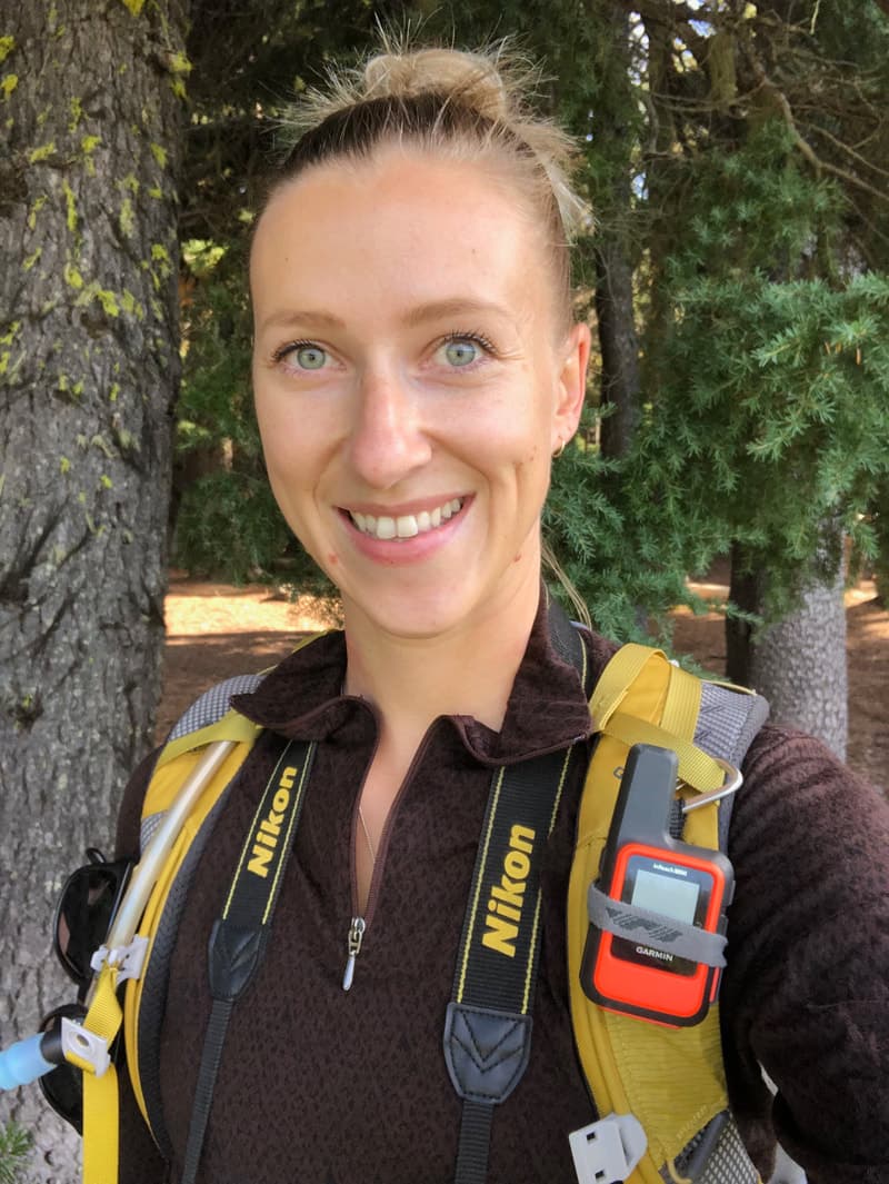 Franziska on a hiking trail in Oregon